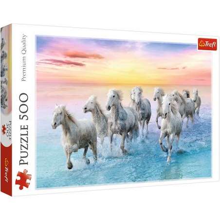 Puzzle 500 - Białe konie w galopie - GryPlanszowe24.pl - sklep