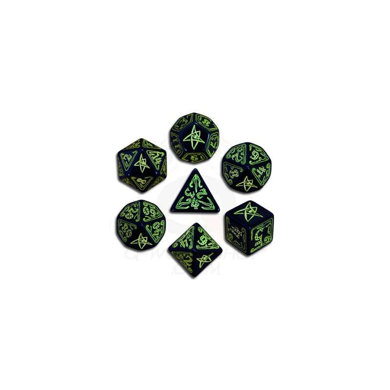 Komplet Kości "Zew Cthulhu" - Czarno-zielony - Gryplanszowe24.pl-sklep