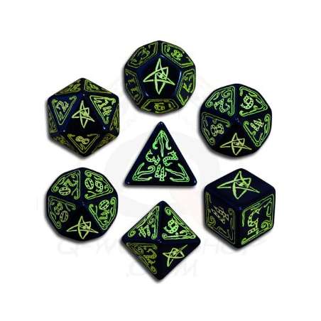 Komplet Kości "Zew Cthulhu" - Czarno-zielony - Gryplanszowe24.pl-sklep