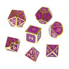 Komplet kości REBEL RPG - Metal - Tłoczona złocona purpura