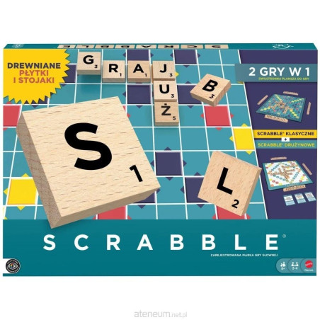 Scrabble Drewniane płytki i stojaki Rodzinna gra