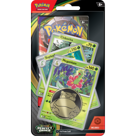 Pokemon TCG: Perfect Order Checklane Blister Chikorita, Bayleef, Megan