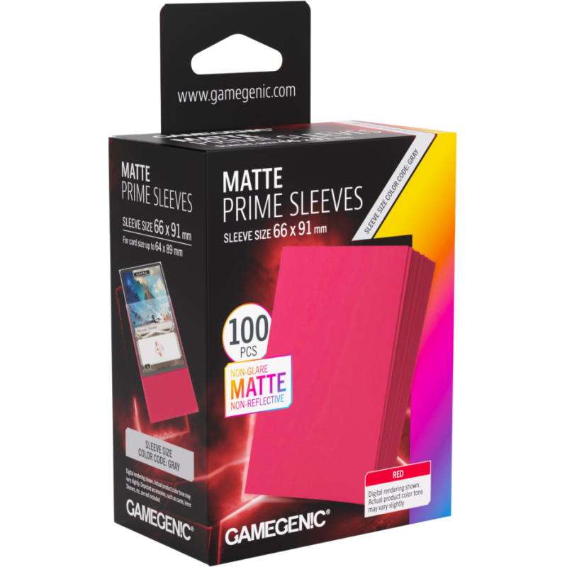 Gamegenic: Matte Prime Sleeves (66x91 mm) - Red - 100 sztuk