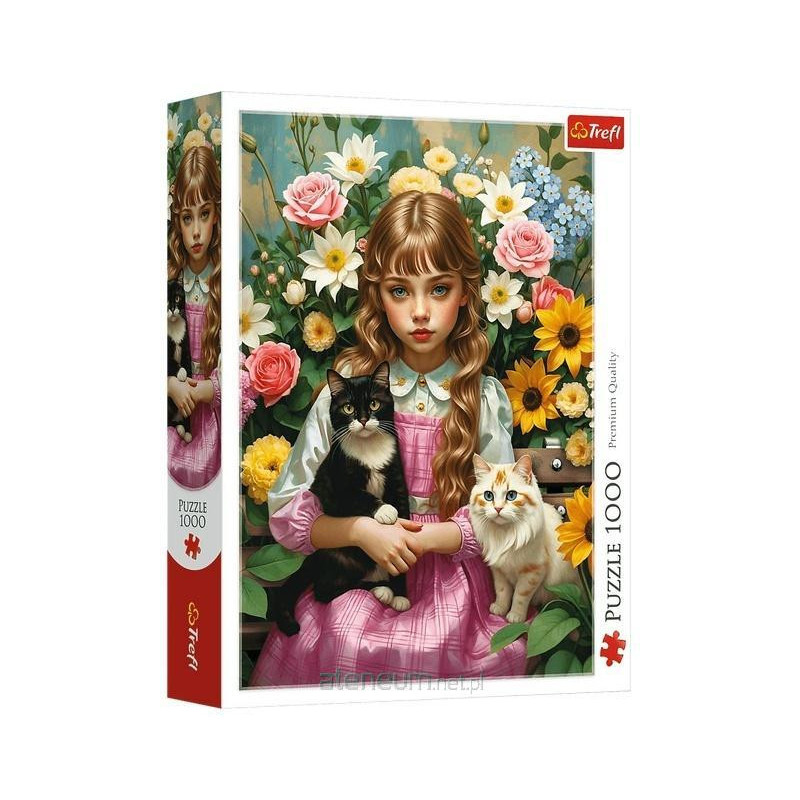 Puzzle 1000 Dziewczynka z kotami TREFL