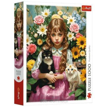 Puzzle 1000 Dziewczynka z kotami TREFL
